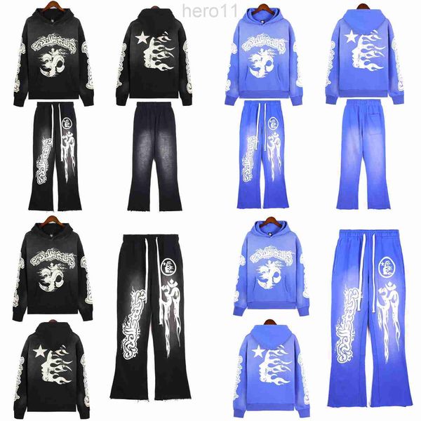 Designer Hoodie Hellstar Men Pullover Spiderweb Star Flash Sleeve Long Street Street Hip-Hop Felpeshirts Blue Red Grey Bianco Bianco Bianco Bianco Bianco Hoodios XWJ9