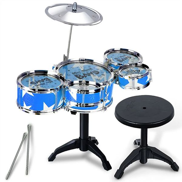 Medium Childrens Simulation Drum Toy Music Jazz Play Set Percussion mit tragbarem Stuhl für Kleinkinder 13 Alter 3 231221