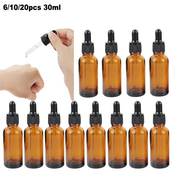 61020pcs 30ml Boş Damlalı Şişe Cam Doldurulabilir Parfüm Konteyneri Pipetli Esansiyel Yağ Kozmetik Şişeleri 231222