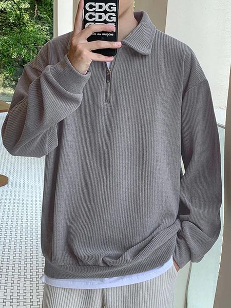 Con cappuccio maschile da uomo abbigliamento marca abbigliamento mezza zip uomo casual felpa con cappuccio con cappuccio con cappuccio con cerniera con cerniera vintage sciolta.