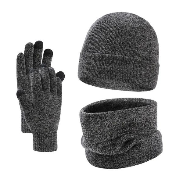 Universelle Feste 3 Stück 1 Set Stricke Beanie Women Hut Winter Männer Handschuhe warmer Schal lässig Häkelbaggy Cap 231221