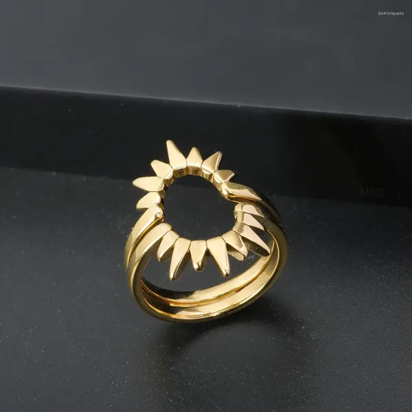 Anelli a cluster 2 in 1 anello solare per donne uomini in acciaio inossidabile PCS/set di girasole di girasole di gioielleria da gioielli 2023