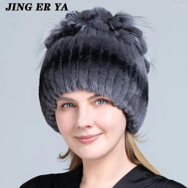 Berets Jeryafur Меховые шляпы для женщин Зимние настоящие шляпы REX Келк