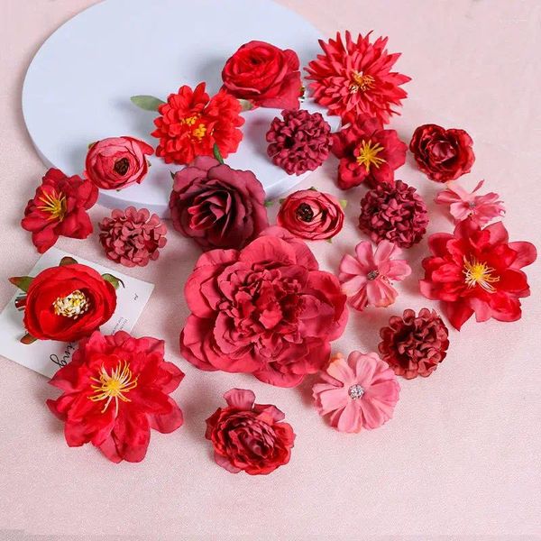 Flores decorativas Multicolor mixed Artificial Silk Rose Fake for Home Decor Decoration Diy Craft Garland Bouquet Acessório