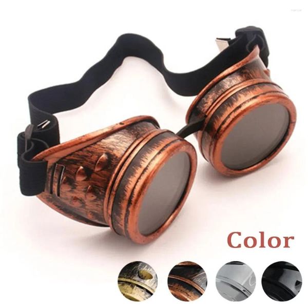 Óculos de sol Moda Men steampunk copos redondos Óculos de grandes dimensões soldagem punk cosplay lente criativo lente tons