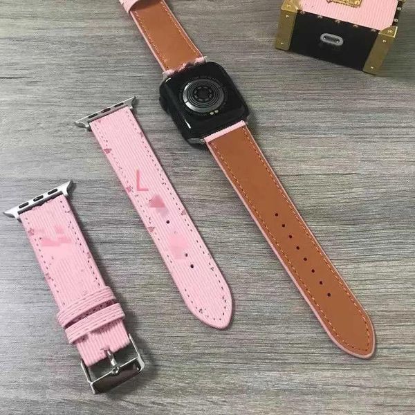 Straps Luxuriöses L-Designer-Armband, kompatibel mit Apple Watch Band 44 mm, 45 mm, 42 mm, 41 mm, 40 mm, 38 mm, 49 mm, modisches PU-Leder-Silikonarmband