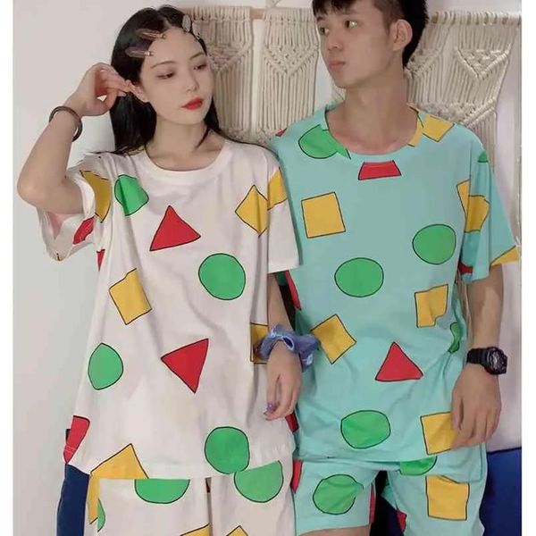 Одежда Мультяшный пижамный комплект Shin Pajama chan Женские пижамы Летние пижамы с короткими рукавами Костюмы с шортами Домашняя одежда Sinchan 210830