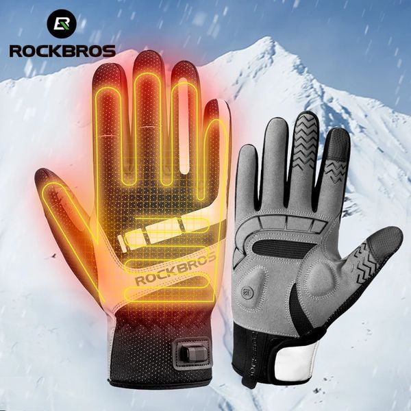 Rockbros warme Fahrrad Frauen Herren Handschuhe Winter SBR Touchscreen USB erhitzte winddichte Plam atmungsaktiven Motor Ebike 231221