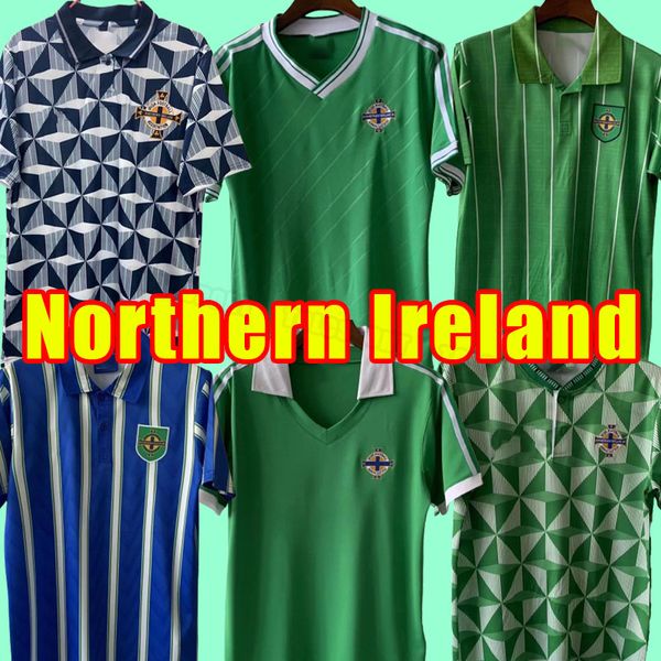 90 91 92 93 Maglie da calcio dell'Irlanda del Nord Retro Mens National Team Home Grey White Away Shirt Short Short Short Short Short