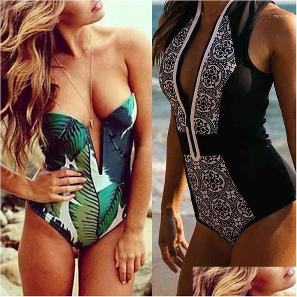 Womens Swimwear Wholesale- 2021 Bandeau One Piece Mulheres de maiô Push Up Black Y Bodysuit Monokini High Cut Swim Tanking Bathing Dr Dhsje