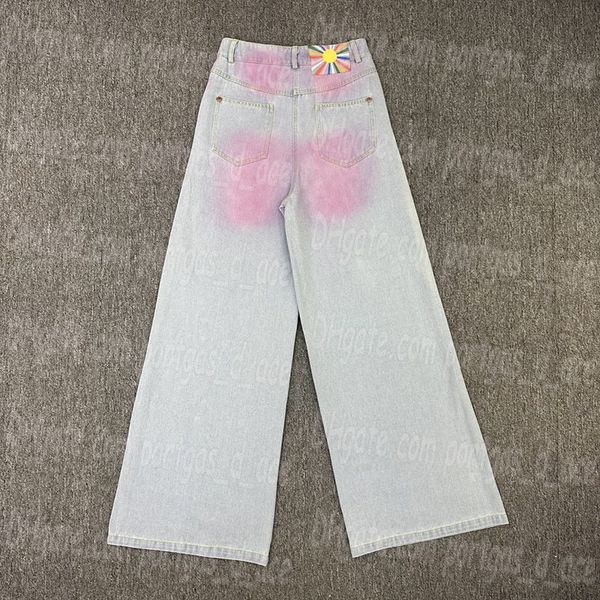 Luxo de luxo tingimento rosa jeans calças femininas calças de jeans azul casual jeans designer elegante jean calça