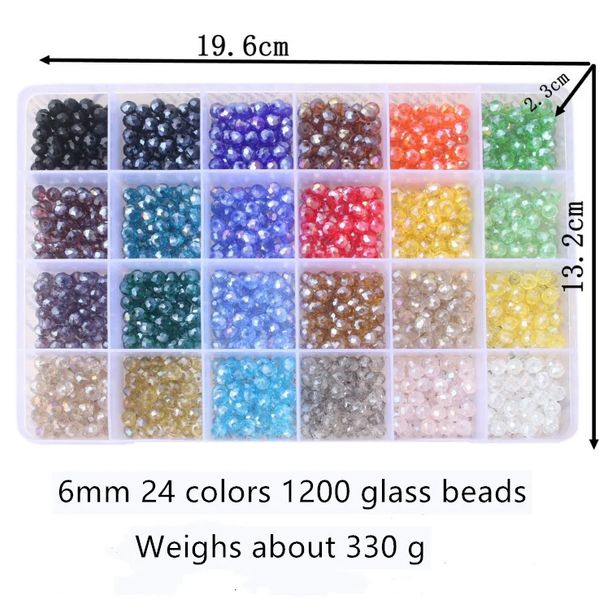 1 Box 24 Farbmischglasperlen rund lose DIY -Armbandohrringe Charms Halskette für Schmuck Herstellung 231221