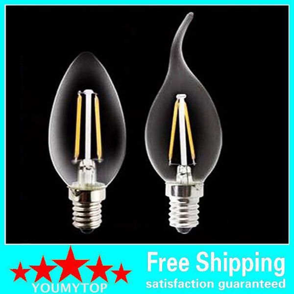 Filament-LED-Lampen E12 E14 E27 LED-Kerzenlampe 2W 4W 110-220V C35T C35 Filament Candelabra Edison Filament Typ Glühbirne 299H