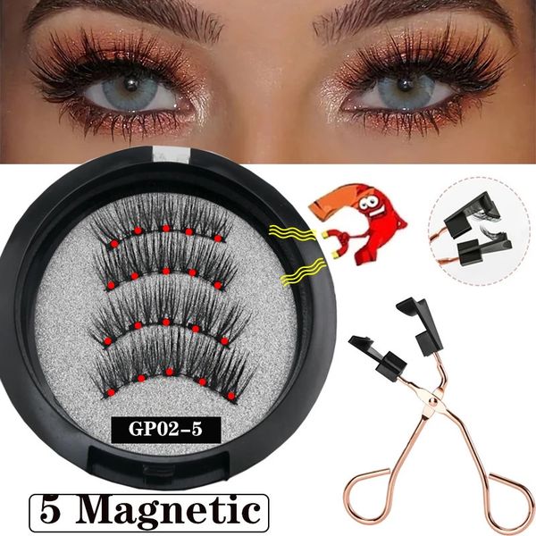 5p -Magnet -Magnet -Wimpern leicht zu tragen mit natürlicher wiederverwendbarer Make -up -Wimpern -Pinzetten 231221