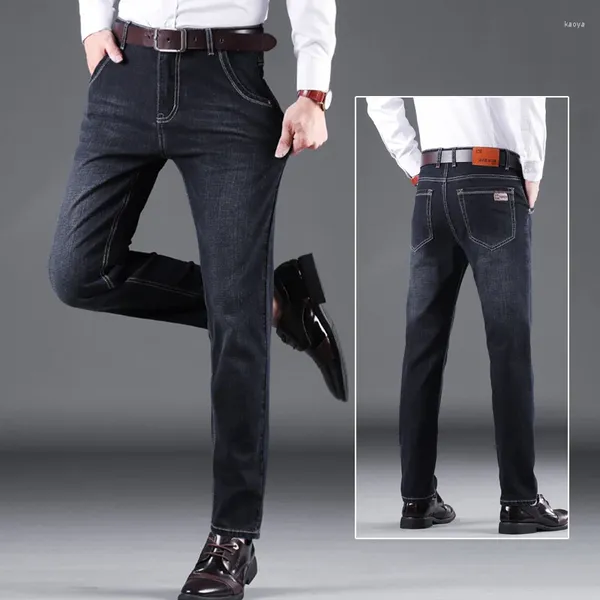 Business per jeans maschile allunga il denim dritto per uomini slim casual lung long cla