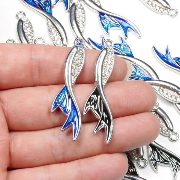 Charms WZNB 10pcs Pingente de Cristal de Pesca de Esmalte 10pcs para Jóias Fazendo Brincho de Brincagem Handmada Colares de Bracelete Acessórios DIY