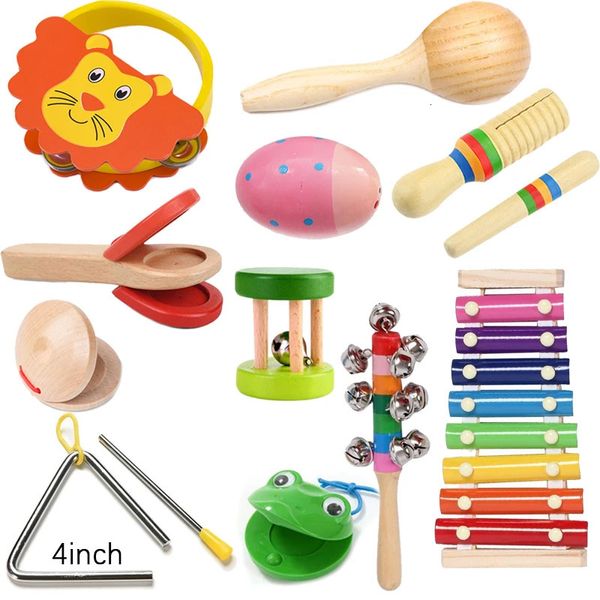 11pcs Kids Baby Musical Instruments Set Montessori Toys para 3 4 5 Crianças de 6 anos Educação Brinquedos Infantil 231221