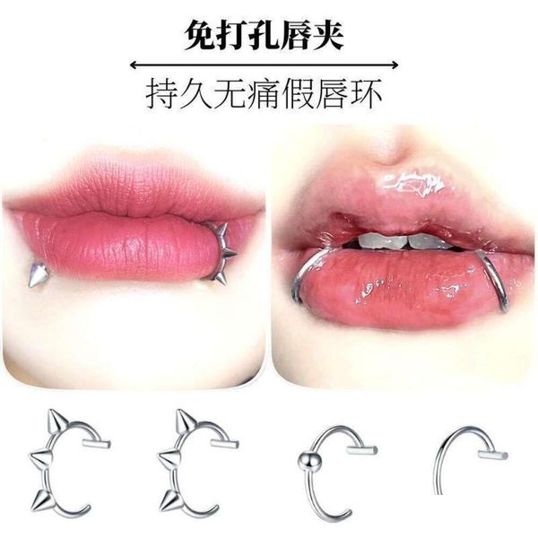 Labret Lip Piercing Schmuck Wolf Zähne Löcher würziges Mädchen Teufel Nagel Schmerzen No Falling Titanstahl Falsch Ring Drop Lieferung DHS8J