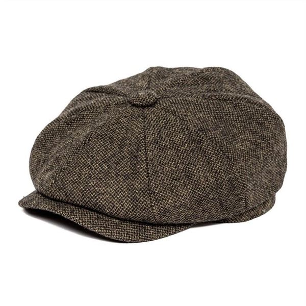 Botvela Men 8 шерстяной смесью Blend Newsboy Flat Cap Gatsby Retro Hat Trip Caps Baker Boy Hats Women Boina Khaki Coffee Brown 005 20256t