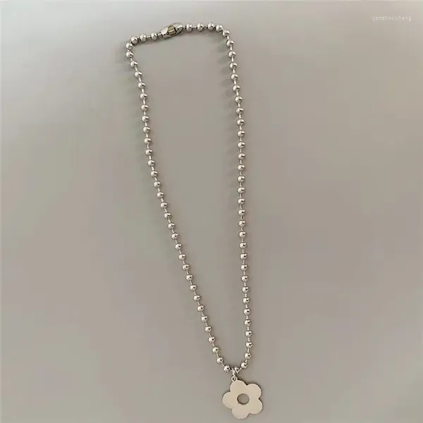 Anhänger Halsketten 2023 Edelstahl Harajuku Kawaii Blumen Halskette 90er ästhetische Accessoires Igirl Egirl Goth Plant Chain Jewelry