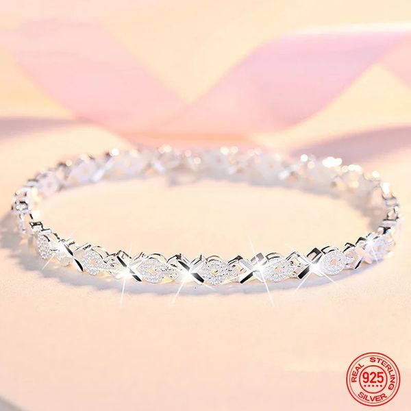 Alta qualidade 925 Silver Silver Moda Múltiplo Styles Chain Bracelet for Women Wedding Party Beautiful Jewelry Gift 231221