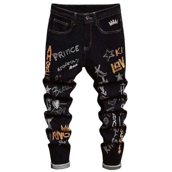 Jeans primaverili di badge da ricamo autunnale primavera stamping caldo retrò nuovo carico black designer vestiti in stile coreano jeans jeans di lussuoso pantaloni j231222