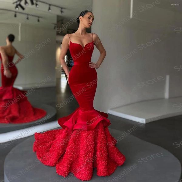 Abiti da festa Red Elegant Prom Long Mermaid Sweetheart Spaghetti Cintuffi con taglio più di dimensioni Donne Occasionali abiti da concorso