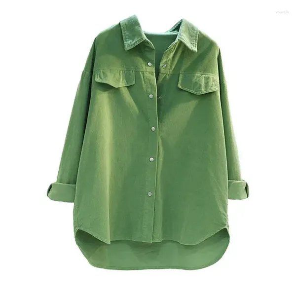 Damen Hoodies 2023 Frühlings-/Sommerkollektion Casual Bluse in Avocado Grün mit Button-Down-Vorder- und Patchwork-Design