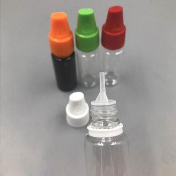 2500pcs/Los kindersicheres Manipulationsbedeckungskappen TPD 10 ml Haustierflaschen für Öl Ejuice Eliquid Plastik -Tropfenflaschen mit schlankem Tipp zum Verkauf flmpt