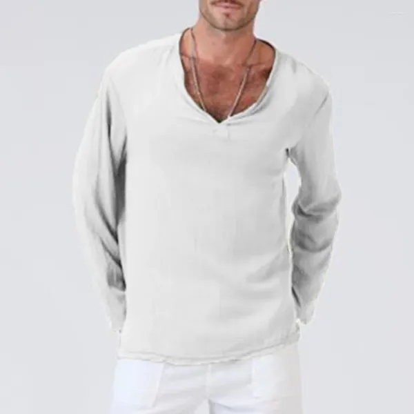 Magliette da uomo t-shirt a maniche lunghe con scollo a V Suliamacoxy Tops a colori a manica lunga