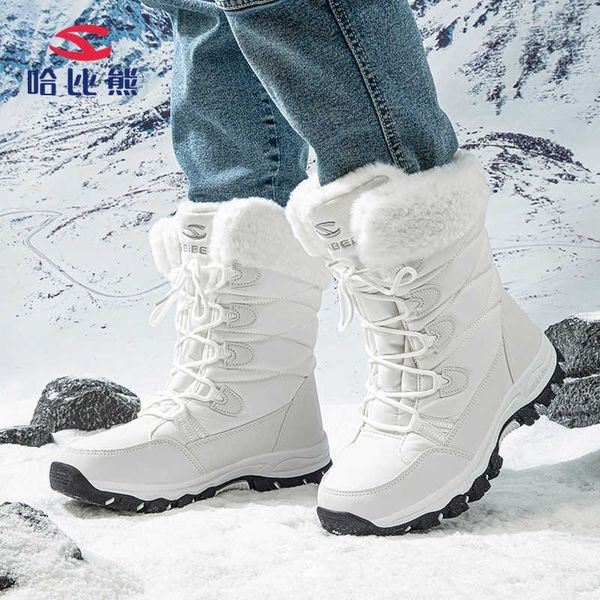 Kayak Botları Hobi Bear 23 Kış Yetişkin Kar Botları Erkek ve Kadınlar Uzun Peluş Pamuk Botları Yeni Moda Dantel Yukarı Kayak Botları Kar Ayakkabı Ayakkabıları