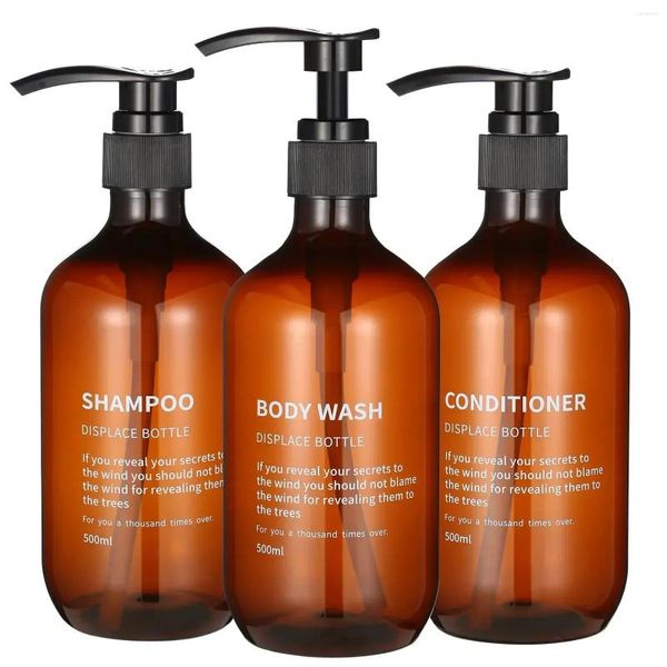 Flüssigkeitsspender Flasche und Conditioner bedruckte Plastikpumpe Bernstein Shampoo Badezimmer leeres Behälter Etikett mit nachfüllbaren 500 ml