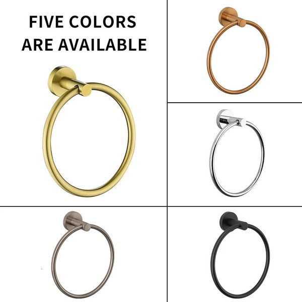 Banho Ring Towel Ring escovado Gold Round Solder para o banheiro de banheiro contemporâneo armazenamento de cozinha preta Rosa 231221