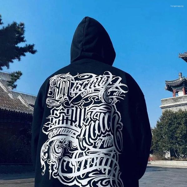 Erkek Hoodies Mens Street American Retro Pamuk Uzun kollu kazak Sonbahar Hip-Hop Chicano Moda Tatoo Graffiti All-Match Hoodie