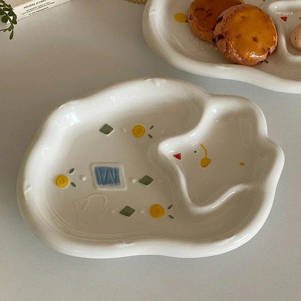 Piastre creative griglia irregolare piastra da pranzo underglaze color gnocchia di pollo fritto