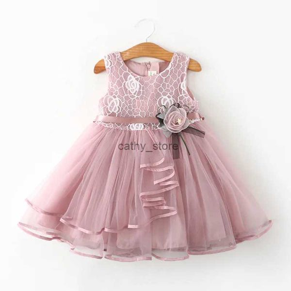 Vestidos de menina Flor Recém -nascido Vestido de bebê novo verão fofo meninas roupas tule renda de renda infantil roupas de festa de festa de 1 ano de aniversário vestido de aniversário231222