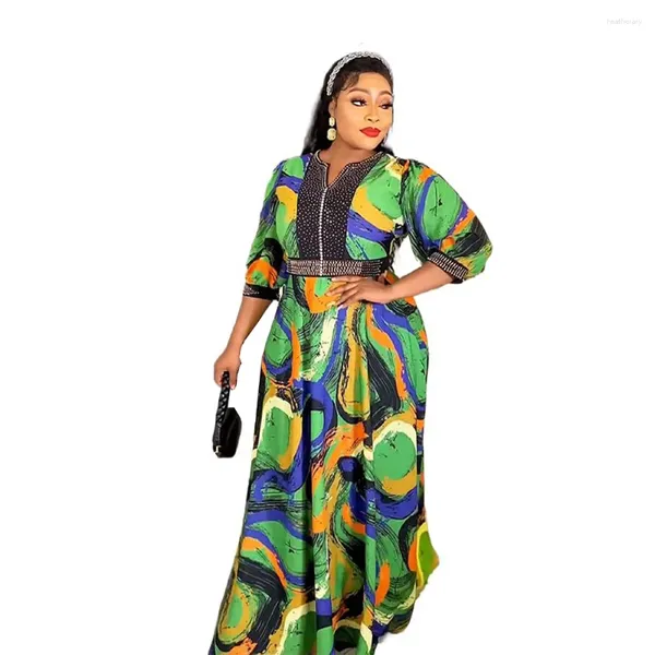 Ethnische Kleidung Abendkleid Afican Kleid für Frauen elegant Dashiki Lange auf Promotion Prom Print Plus Size Mollige Luxusgeburtstags -Lende