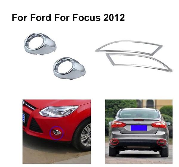 Çıkartmalar Araba Çıkartmaları Krom Ön Sis Lambaları+Kuyruk Arka Sis Farları Lamba Çerçevesi Kapak Ford Focus 3 için 2012