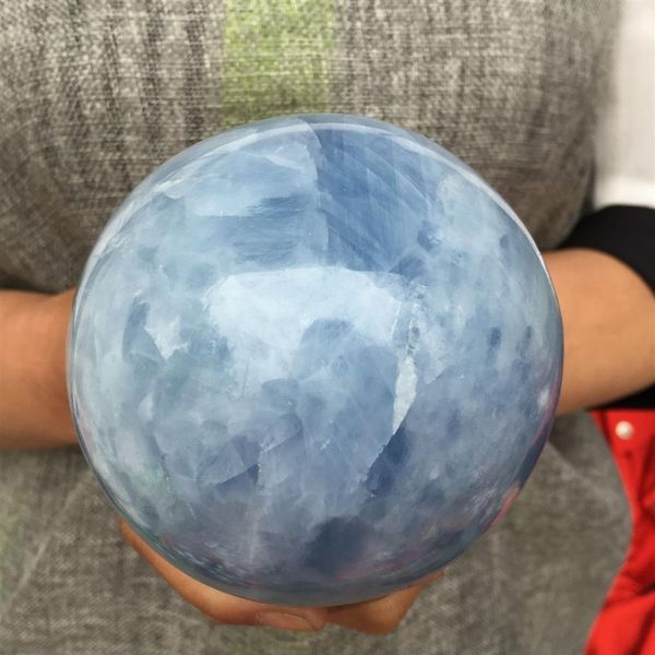 Circa 100 mm Natural Magic Blue Calcite Sphere Quartz Crystal Ball Healing2603