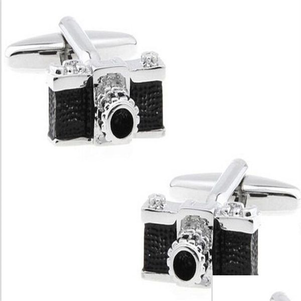 CUFF LINKS Câmera de design exclusiva Câmera de abotoaduras para homens de cobre abre punho de casamento jóias de moda jóias de Natal C053269k Drop Delivery Dhude