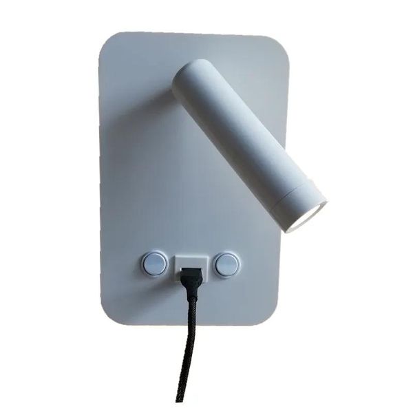 Lampade Topoch Lampada da parete per interni Lampada con caricatore USB 5V 2A Retroilluminazione 6W e lampada da lettura 3W Doppia accensione Sconce bordo nero/bianco