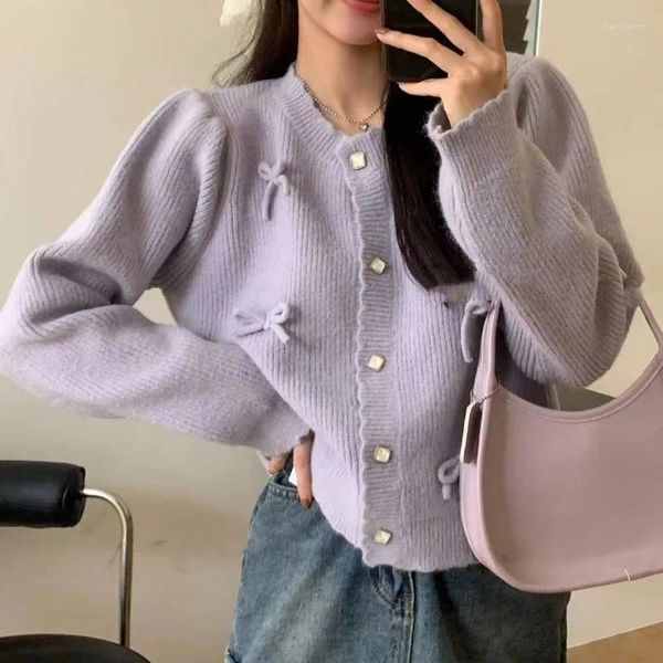 Magliette da donna Maglieria coreana Croiatta a maglia da cardigan a maglia da donna Kawaii Astetico Magitore rosa Harajuku Top a maniche lunghe abiti abiti abiti