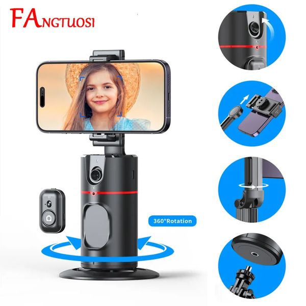 Fangtuosi 360 Rotation Gimbal Stabilisator Selfie Stick Monopod Desktop Tracking Gimbal PTZ für Tiktok Smartphone Live 231221