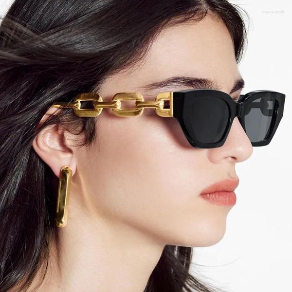 Солнцезащитные очки в европейском американском стиле женский кошачий глаз Цепочка нога солнечные очки для женщин модные стильные женские солнцезащитные очки