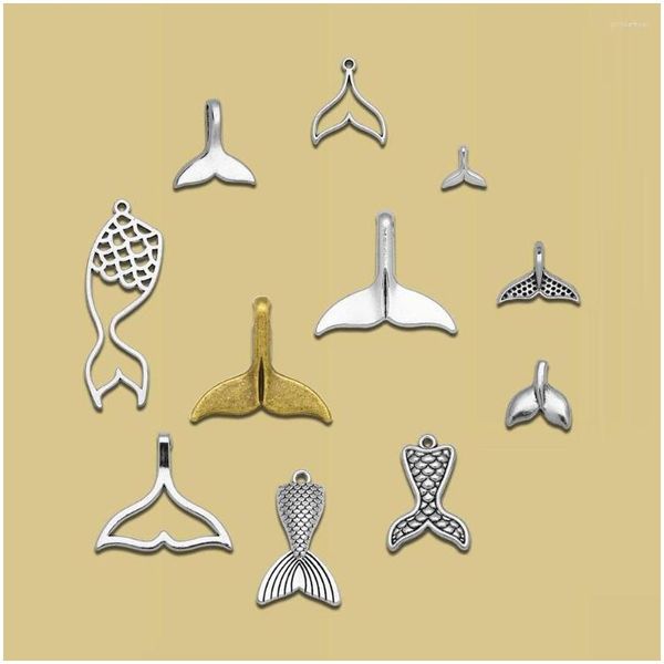 Incanzellette Antique Sier Ploted Mermaid Whale Dolphin Delfin Fish Tail pendenti per gioielli fai -da -te che producono accessori all'ingrosso oggetti all'ingrosso bk drop drive dhisj