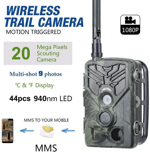 Câmera de caça de trilhas 2G MMS SMS GSM 20MP 1080P Infravermelho Wireless Celular Mobile Night Vision Wildlife HC810M 231222