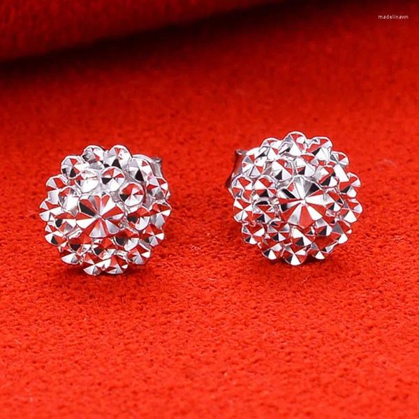 Orecchini per borchie PURO PLATINUM 950 per donne imitazione Diamond Round Timbro 2.7-2,8 g regalo