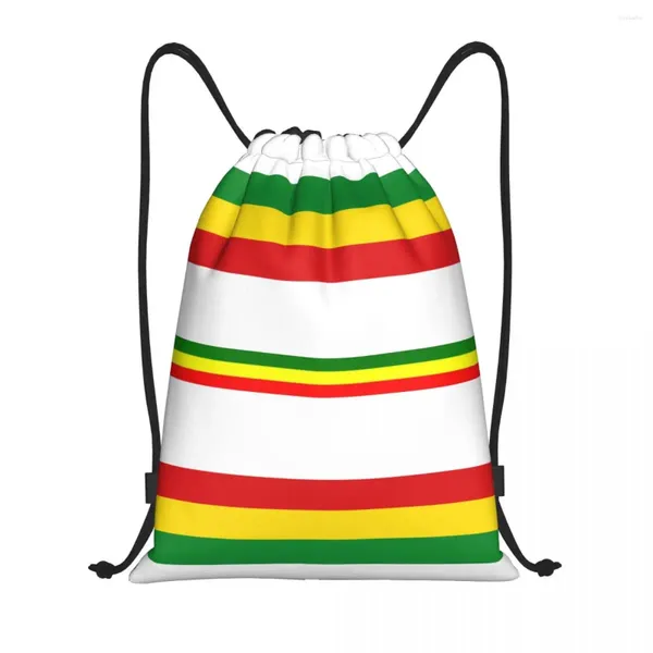 Einkaufstaschen Custom Rasta Stripe Draw String -Tasche Männer Frauen Leichtes Jamaikaner Sport Fitnessstudio Storage Rucksack