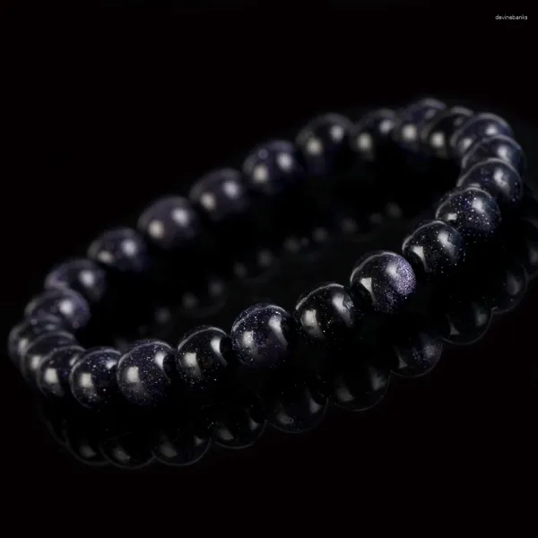 Strand 6/8 mm per perle di sabbia blu naturale di pietra naturale per uomini Donne Gioielli Regali di guarigione Energia