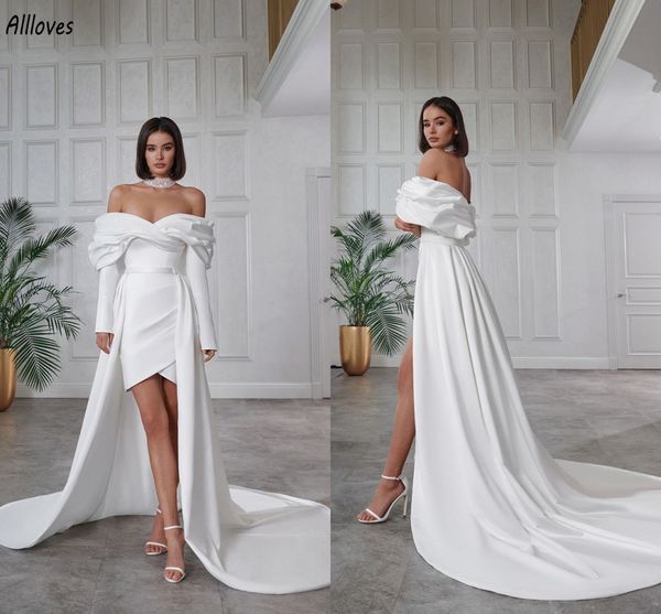 Designer Sexy Off spalla Abiti da sposa a guaina a maniche lunghe con abiti da ballo da ballo da ballo da sposa staccabile